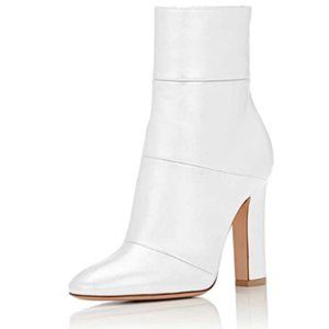 FSJ Women Retro Chunky High Heel Ankle Boots